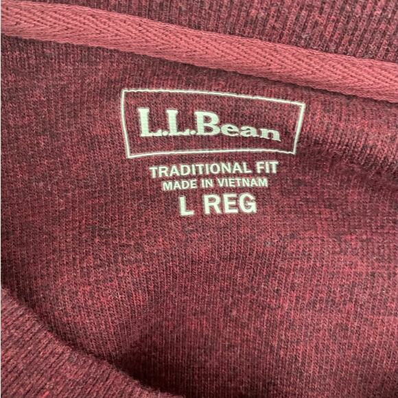 LL Bean Mens Shirt L Maroon Henley Waffle Knit Cotton Gorpcore Hike Camp Comfort - Picture 2 of 9